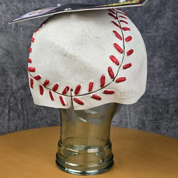 Vintage Halloween Baseball Head Guy Half Mask Vinyl Mustache Seasons for Kmart - Picture 8 of 14